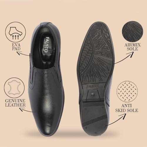 Image of FAUSTO Men Leather Formal Pull-On Shoes