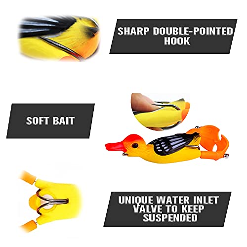 Santkol Double Propeller Frog Lures For Bass Soft Bait Soft Bionic Fishing Lure Top Water Frogs And Duck Lure 5Pcs Bass Fishing Kit Spinner Baits For Bass Fishing #TOP3
