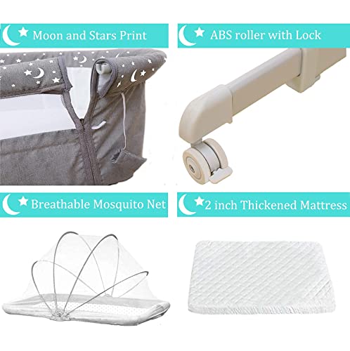 Rdhome Baby Bassinet & Baby Bedside Sleeper, Height Adjustable Portable Infant Cribs For Newborn With Breathable Net Cover, Comfy Mattress,Storage Bag #TOP5
