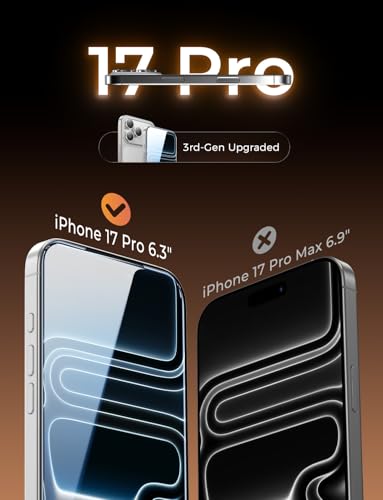 Image of MAGIC JOHN 3rd Gen Upgraded 2 Pack for iPhone 17 Pro Screen Protector 6.3 Inch, HD Clear, Shatterproof Tempered Film, Auto Dust-Elimination, Bubble Free, Easy Installation