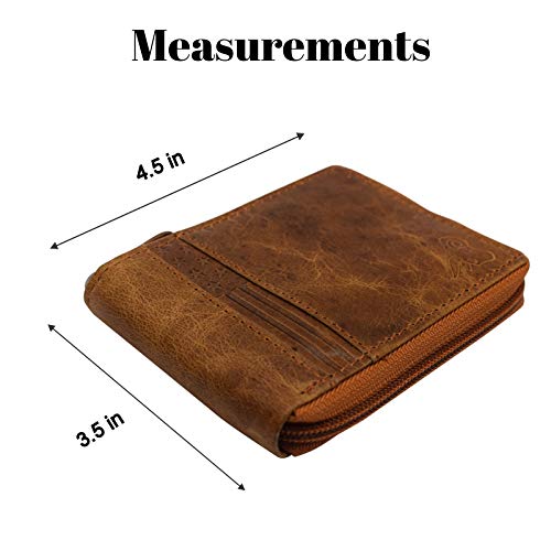 USA Zipper Bifold Wallet For Men or Women RFID Safe Comes in a Gift Box (Tan)4