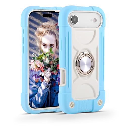 Image of MARKILL Compatible with iPhone with Built-in 360Rotating Ring Stand, Military Grade Drop Protection Full Body Rugged Heavy Duty Case Durable Cover (Ice Blue, iPhone Air)