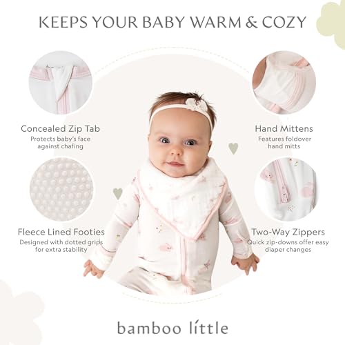 Image of Bamboo Little Soft Baby Footie Pajamas, Baby Clothes, Newborn Sleepers, 95% Viscose and 5% Spandex, 0-24 Months