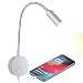 Lámpara de lectura de montaje en pared con puerto de carga USB, lámpara de pared LED, lámpara de pared flexible, níquel cepillado acabado (3 W blanco cálido)
