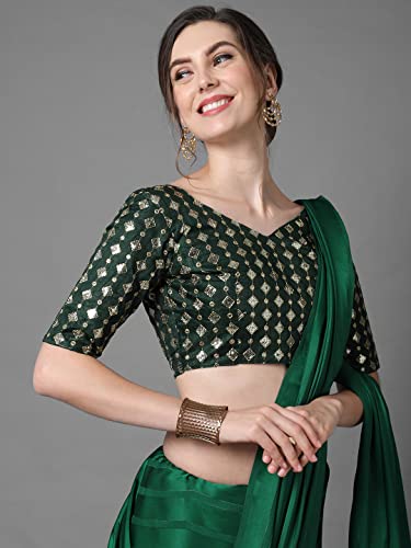 Image of AKHILAM Women's Georgette And Satin Chanderi Saree With Unstitched Blouse Piece (Multicolored 6STRP71 Parent)