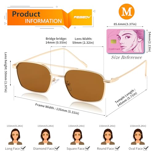 FEISEDY Fashion Square Aviator Sunglasses Women Men Trendy Retro Metal Frame Sun Glasses Candy Color Lens B10363