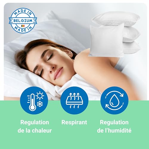 Pack 4 Oreillers 60x60 Confort Blanc - BLUE MOON