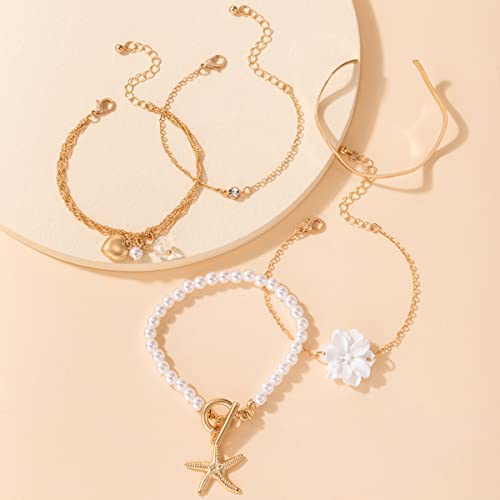 Gold-Toned Stackable Bracelet Set, 5 Pieces