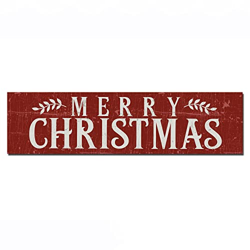 Rustic Red Merry Christmas Metal Sign, Wreath Sign Attachment #TOP6
