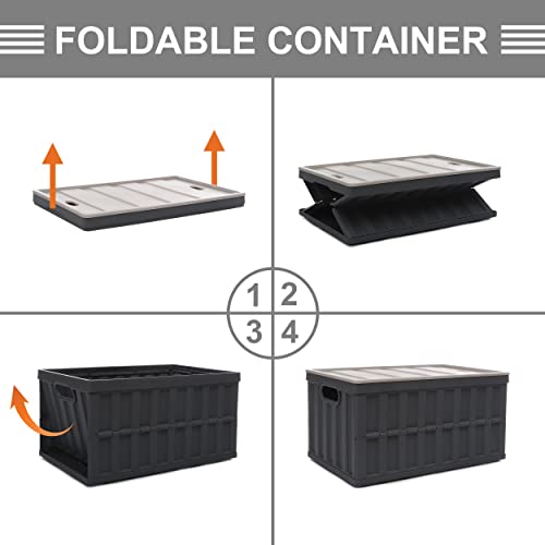 Citylife 64L Collapsible Storage Bins With Lids Plastic Storage Containers For Organizing Stackable Storage Box Large Heavy Duty Utility Crates, 2 Packs #TOP6