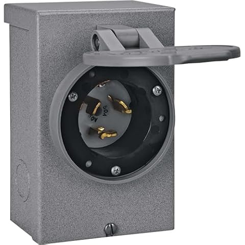 Reliance Controls PB50 50-Amp (CS6375) NEMA 3R Power Inlet Box,Gray Cover