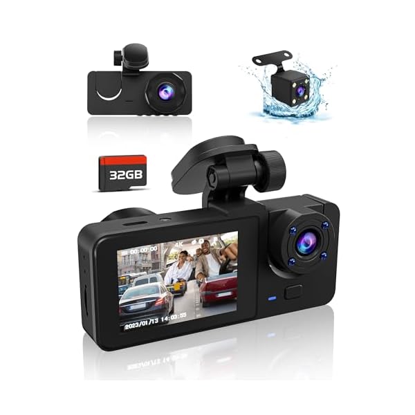 Dash Cam Front and Rear Inside,4K Full UHD Dash Camera for Cars,Car Camera with IR Night Vision, 24 Hours Recording,Loop Recording, G-Sensor,Support 32 GB Max