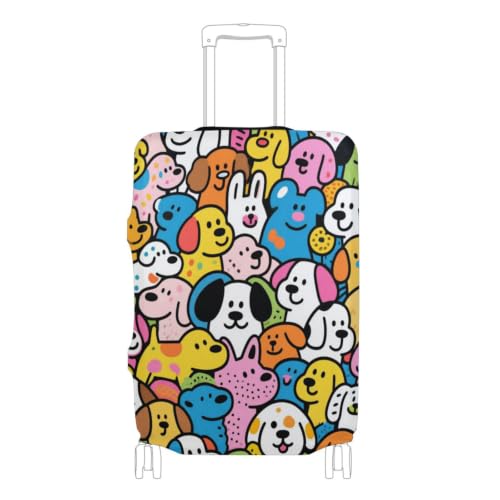 Housse de bagage élastique XL idéale en aéroport avec son motif chiens colorés