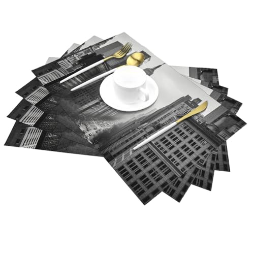 Sets de table antidérapants PVC noir et blanc lavables cuisine