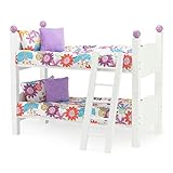 Emily Rose 18 Inch Doll Furniture | 18' Doll Bunk Bed - 2 Single Stackable Doll Beds | Doll Bunkbed Includes 2 Sets of Colorful Bedding & Ladder | Fits 18' American Girl Dolls