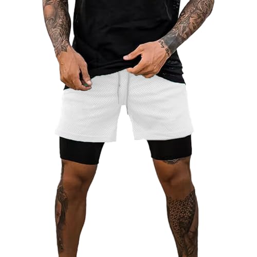 Xdsp Pantalón Corto Para Hombre,Pantalones Cortos Deportivos Para Correr 2 En 1 Con Compresión Interna Y Bolsillo Para Hombres Fr Es, Letras, L, Regular, Regular, Negro Blanco Xdsp Pantalón Corto Para Hombre,Pantalones Cortos Deportivos Para Correr 2 En 1 Con Compresión Interna Y Bolsillo Para Hombres Fr Es, Letras, L, Regular, Regular, Negro Blanco
