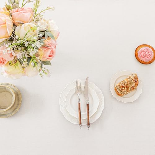 Alsoo Textured Table Cloth for Rectangle Tables 60×106 Inch Waterproof Linen Tablecloth Spill Proof and Wrinkle Free Table Cover for Dining Tables,Farmhouse Kitchen, Parties and Holidays,White by Alsoo - Image 7