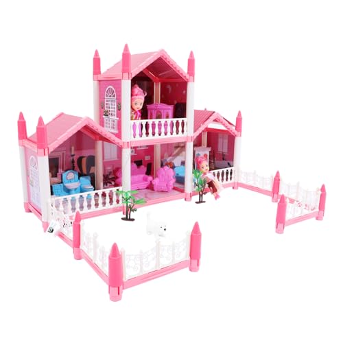 TOYANDONA Modelo de Castillo de Princesa Casas en Miniatura casa de muñecas Juguete de Bricolaje Juguete Modelo de Castillo DIY para Juego de construccion de casa Abdominales Rosa