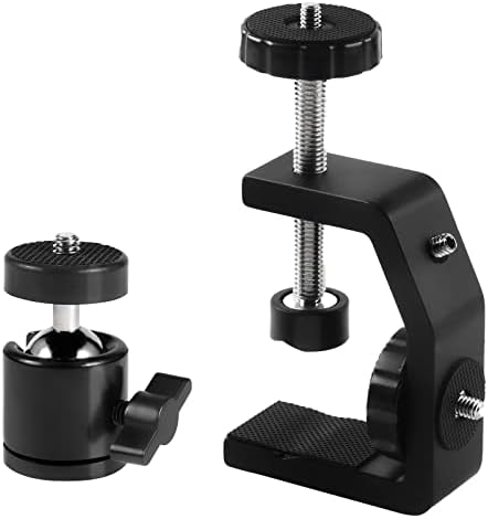 Sequpr Camera C clamp with Ball Head Table Camera Clamp Mount Tirpod Head Desk Clamp for DSLR Camera Monitor Flash Light Table Shelf