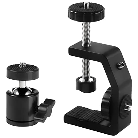 Sequpr Camera C clamp with Ball Head Table Camera Clamp Mount Tirpod Head Desk Clamp for DSLR camera Monitor Flash Light Cover