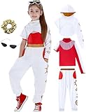 QRT Girls Zombies Costumes, Kids Halloween Nova Costume Cosplay Cheerleader Outfits Mesh Top Pant Skirt Dress Hooded Coat Uniform (Style1, 5-6 Years)