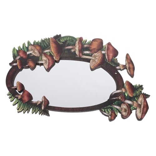 ULTECHNOVO Espejo Forma de Hongo de Pared Estilo Bohemio de Madera y Acrílico Decorativo y Resistente para Sala de Estar o Baño