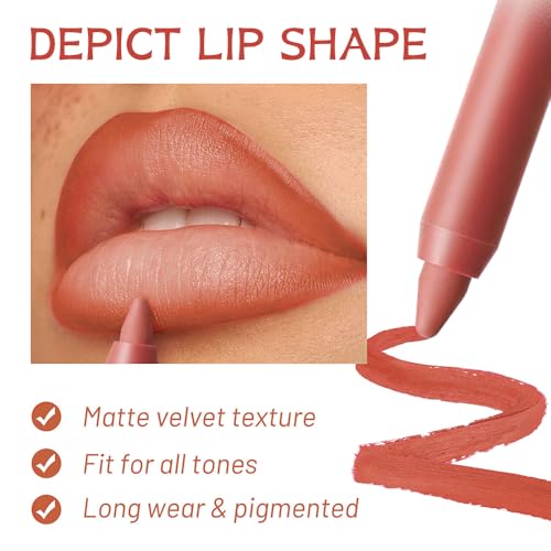 Image of Terracotta Coral Matte Lip Liner Pencil - Smooth & Moisturizing Lip Pencil for Precise Contour, Rich Color Payoff, Lightweight Everyday Lip Makeup, Twist-Up Design,02#