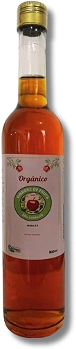 Vinagre de Maçã Orgânico 500ml - 100% Puro e Natural - Tampa Antioxidante - Não Pasteurizado - Garrafa de Vidro - Acidez 6,3%