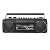 Riptunes Cassette Boombox, Retro Blueooth Boombox, Cassette Player and Recorder, AM/FM/SW-1-SW2 Radio-4-Band Radio, USB, SD, and Aux in, Black