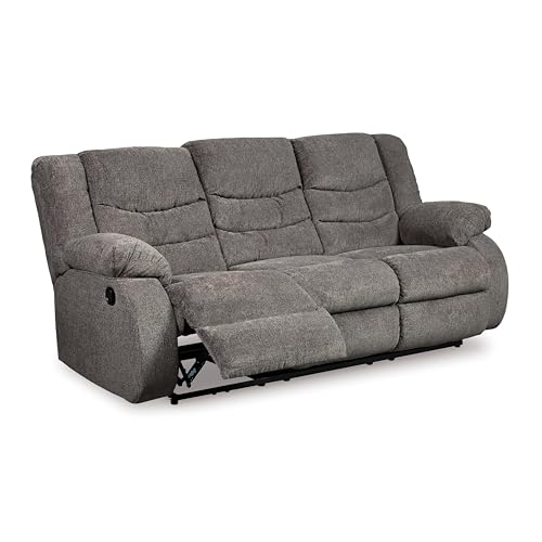 Signature Design by Ashley Tulen Modern Manual Pull Tab Reclining Sofa, Dark Gray