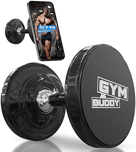 Magnetic Phone Mount - Mobile Gym - A Phone Holder for Videos - Double Sided Magnet – Extra STONG-Fits Any Phone GYM BUDDY (Black)