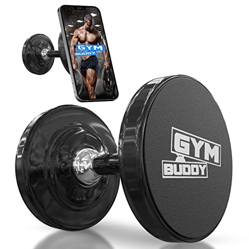 Magnetic Phone Mount - Mobile Gym - A Phone Holder For Videos - Double Sided Magnet – Extra Stong-Fits Any Phone Gym Buddy (Black) #TOP1