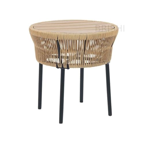 Image of BRISHI Garden Patio Seating Chair and Table Set Outdoor Balcony Garden Coffee Table Set Furniture with 1 Table and 2 Chairs Set with Cushion Braid & Rope (Beige)