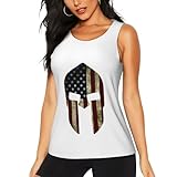 ZXERTG Débardeur imprimé drapeau américain Spartiate pour femme, haut de yoga, chemise athlétique pour yoga, course à pied, gym, Noir , XXL