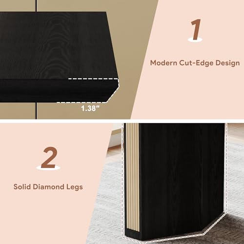 Einhomn 71" Dining Table for 6-8 People, Large Rectangular Kitchen Table with Diamond-Shaped Legs, Sturdy Modern Farmhouse Dining Room Table, Wood Dining Table for Family Meals, Black by Einhomn - Used condition - Image 5