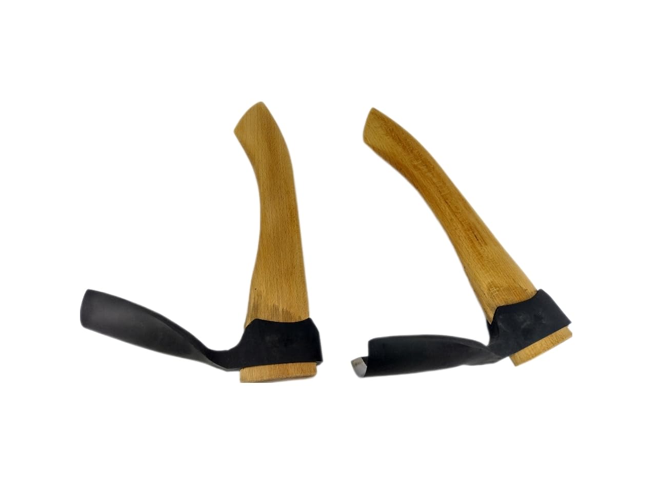Conjunto de 2 azuelas de talla de madera para cuencos: una azuela pequeña y una azuela grande, ambas con biselado en el interior.
