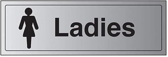 VSafety General Door-Ladies toilet Sign - 300mm x 100mm - Self Adhesive Alu Effect