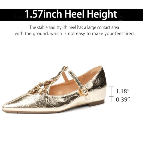 Women's Cutout T Strap Soft Leather Flat Mary Janes Fashion Retro Closed Pointed Toe Comfortable Casual Slip On Ballet Flats with Adjustable Buckle for Office Work Daily Dressy Shoes3