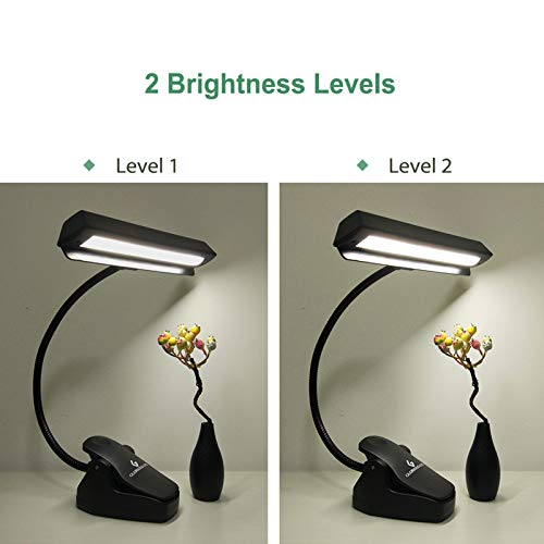 Music Stand Lights, Piano Light, Clip on Light, GLORIOUS-LITE 14 LED 2 Levels of Brightness Bed Light, Battery Operated Book Reading Light for Piano, Travel, Desk and Bed Headboard(NOT Rechargeable)