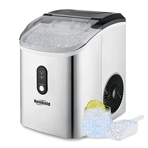 Humhold Nugget Ice Maker CounterTop, 33Lbs Chewable Pebble Ice Per Day, Auto Self Cleaning, Crunchy Pellet Ice Cubes Maker Machine, Portable Compact Design for RV/Home/Kitchen/Office