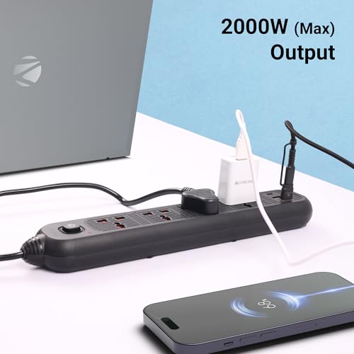 Image of ZEBRONICS Power BAR 145, Extension Board /Strip, 2000 Watts, 10 Amps, 1x Type C Port, 4X Universal Socket, 2X USB Port, LED Indicator, On /Off Switch, Wall Mountable, 5 Meter, Black