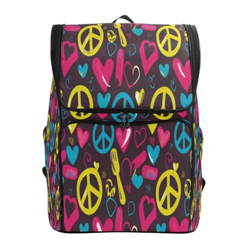 Sac à dos grande capacité étudiant à motif de symboles abstraits colorés pour ado