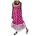 Produktbild Gestreiftes Breitband Slingkleid für Damen, KIMODO Strandkleid Bohemian Batikmuster Lang Sommerkleid Kurze Ärmel Kleider mit V-Ausschnitt Strandkleid Loose Sexy Maxikleid (Pink-A, M)