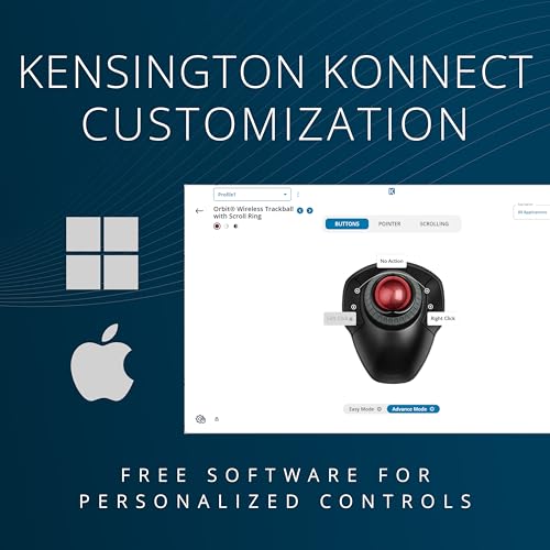 Image of Kensington Orbit Wireless Trackball with Scroll Ring - Black-Red (K70990WW),
