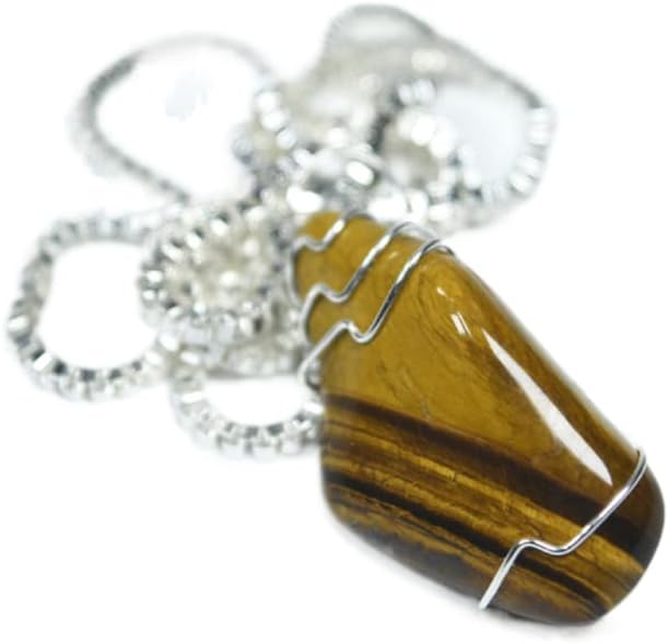 Custom Wire Wrapped Gold Tiger's Eye Stone Pendant and Necklace - Choose Sterling Silver Chain or Leather Cord - Quantity of 1