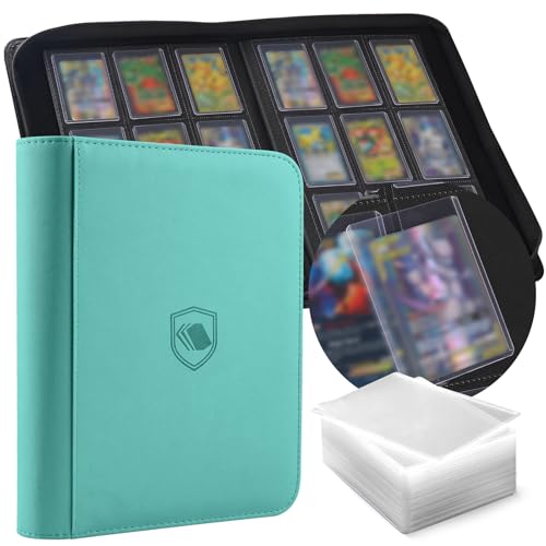 Toploader Sammelkarten Album für 288 Toploader, 108 Toploaders Inklusive, Premium-PU-Cover Kartenordner für 3" x 4" Rigid Toploader, Ringloses beidseitiges Toploader-Sammelalbum für TCG & Sportkarten