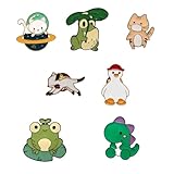 DISEÑO ÚNICO Y DIVERTIDO:Broches animales dibujos animados este set incluye 9 pines de esmalte con patrones creativos y adorables. estos diseños encantadores añaden un toque fresco y divertido a cualquier conjunto o accesorio.