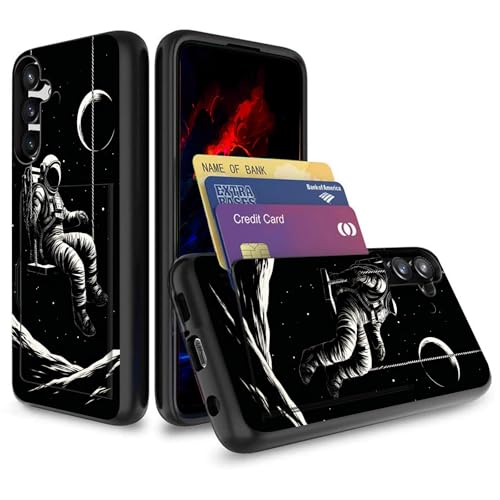 wiaekosef for Galaxy S25 FE Case,Wallet Case Credit Card Holder Dual Layer Hybrid Shockproof PC + TPU Case Cover for Samsung Galaxy S25 FE 6.7" 2025,Astronaut Planet Galaxy