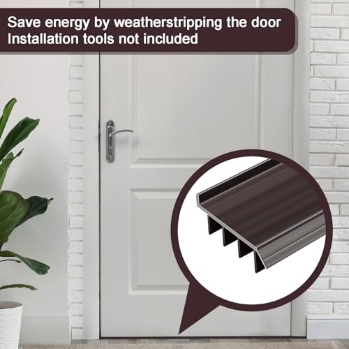 Innconee 4 Pcs 4 Feet Brown Vinyl Door Bottom Adjustable Weatherstrip Door Bottom with Drip Cap Weatherproof Under Doors Seal for Gaps from 1/4'' to 9/16'' for 1 3/4'' to 2'' Thick Doors by Innconee - Image 5
