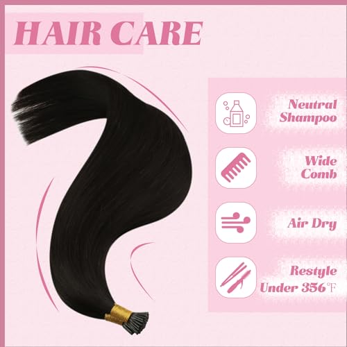 Image of YoungSee I Tip Extensions Brown Itip Human Hair Extensions Dark Brown 14 Inch I Tips Hair Extension Real Human Hair Dark Brown Short Itip Hair Extension for Short Hair Tip Extension 80s 50g